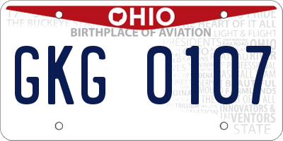 OH license plate GKG0107