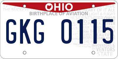 OH license plate GKG0115