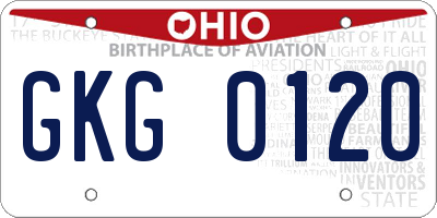 OH license plate GKG0120