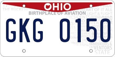 OH license plate GKG0150