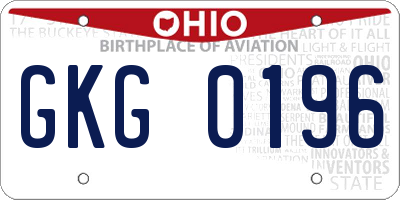 OH license plate GKG0196