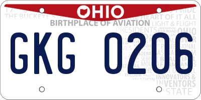 OH license plate GKG0206