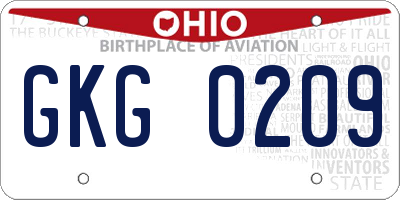 OH license plate GKG0209