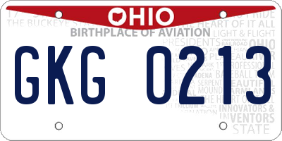 OH license plate GKG0213