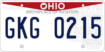 OH license plate GKG0215