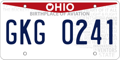 OH license plate GKG0241