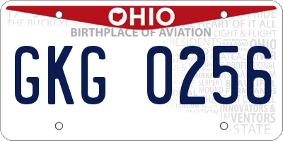 OH license plate GKG0256