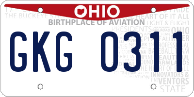 OH license plate GKG0311