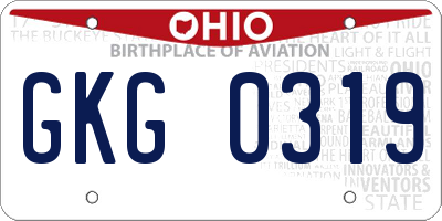 OH license plate GKG0319