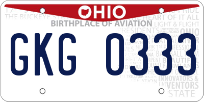 OH license plate GKG0333