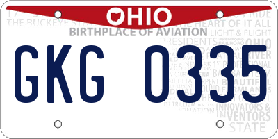 OH license plate GKG0335