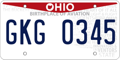 OH license plate GKG0345