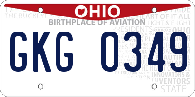 OH license plate GKG0349