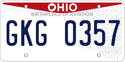 OH license plate GKG0357