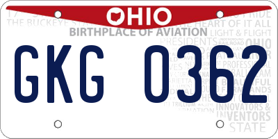 OH license plate GKG0362