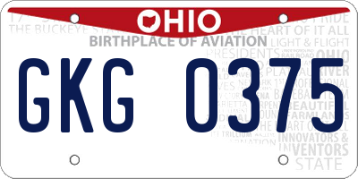 OH license plate GKG0375