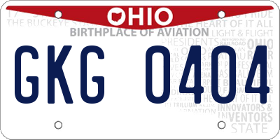 OH license plate GKG0404