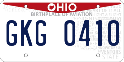 OH license plate GKG0410
