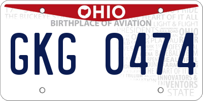 OH license plate GKG0474