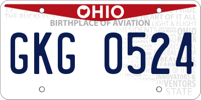 OH license plate GKG0524