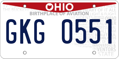 OH license plate GKG0551