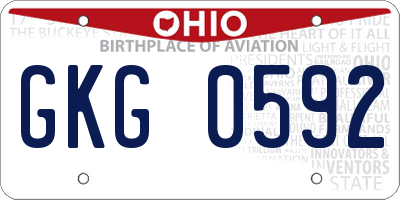 OH license plate GKG0592