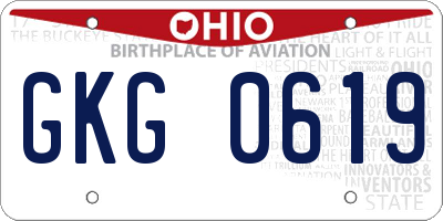 OH license plate GKG0619