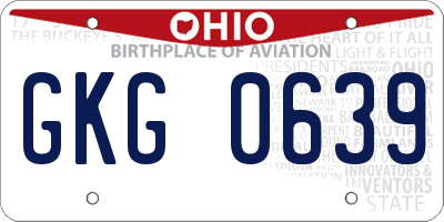 OH license plate GKG0639