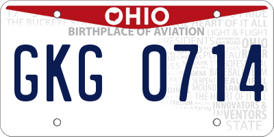 OH license plate GKG0714