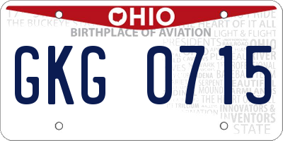 OH license plate GKG0715