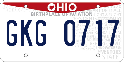 OH license plate GKG0717