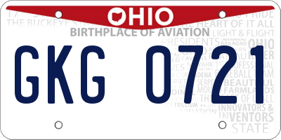 OH license plate GKG0721