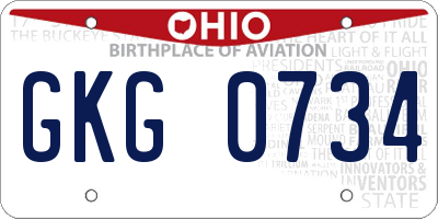 OH license plate GKG0734