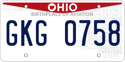 OH license plate GKG0758