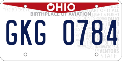 OH license plate GKG0784