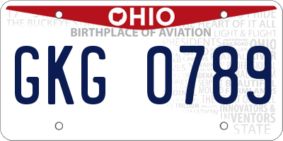 OH license plate GKG0789