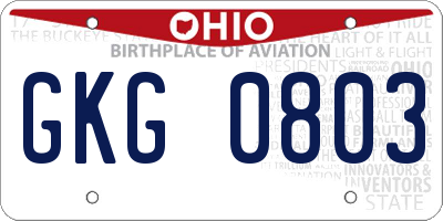OH license plate GKG0803