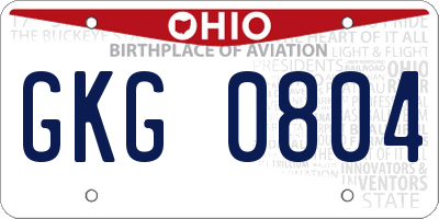 OH license plate GKG0804