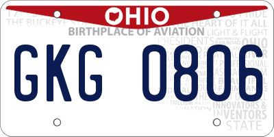 OH license plate GKG0806