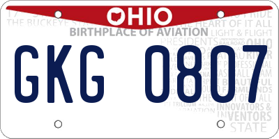 OH license plate GKG0807