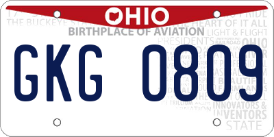 OH license plate GKG0809