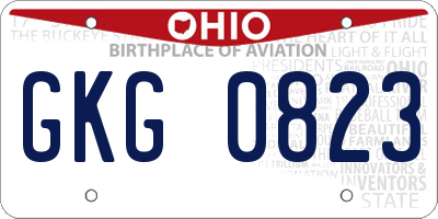 OH license plate GKG0823