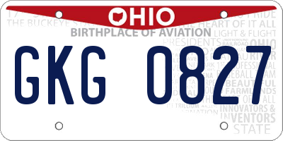 OH license plate GKG0827
