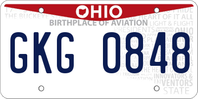 OH license plate GKG0848