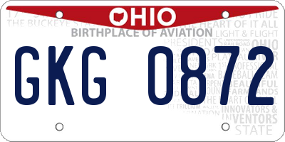 OH license plate GKG0872