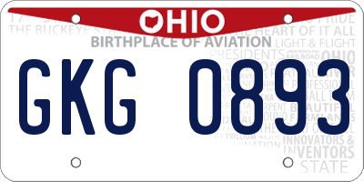 OH license plate GKG0893