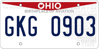 OH license plate GKG0903