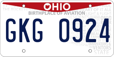 OH license plate GKG0924