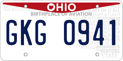 OH license plate GKG0941