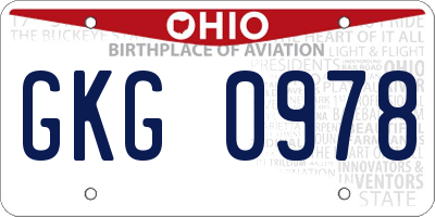 OH license plate GKG0978